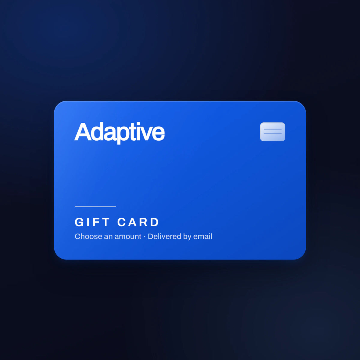 Adaptive digital gift card in blue and navy